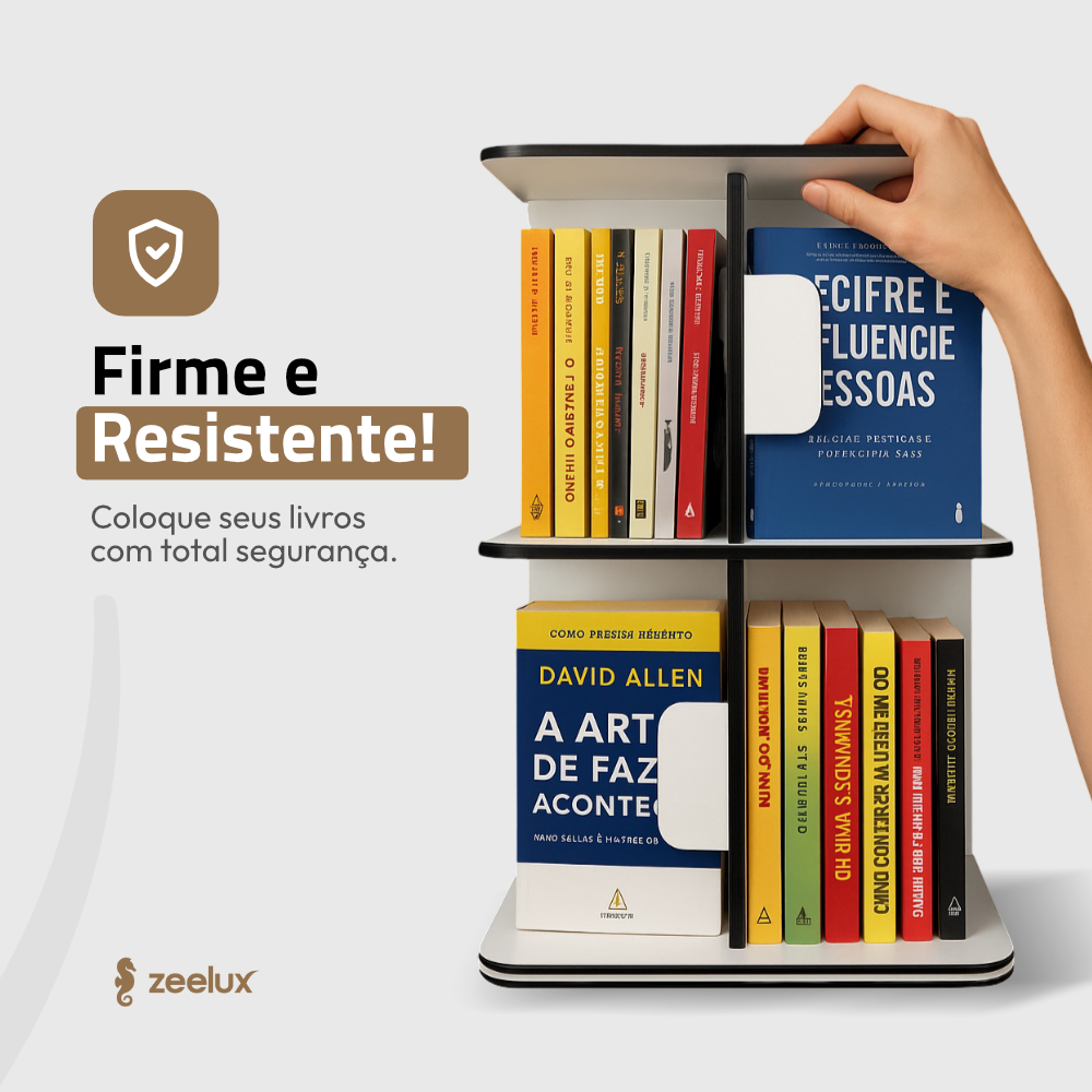 Estante Para Livros Giratória Compacta Para Até 80 Livros