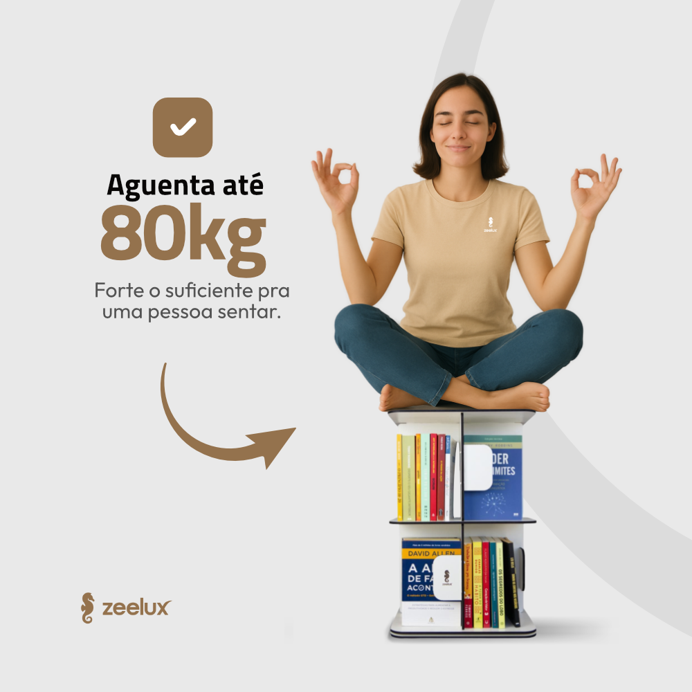 Estante Para Livros Giratória Compacta Para Até 80 Livros