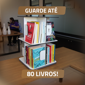 Estante Para Livros Giratória Compacta Para Até 80 Livros