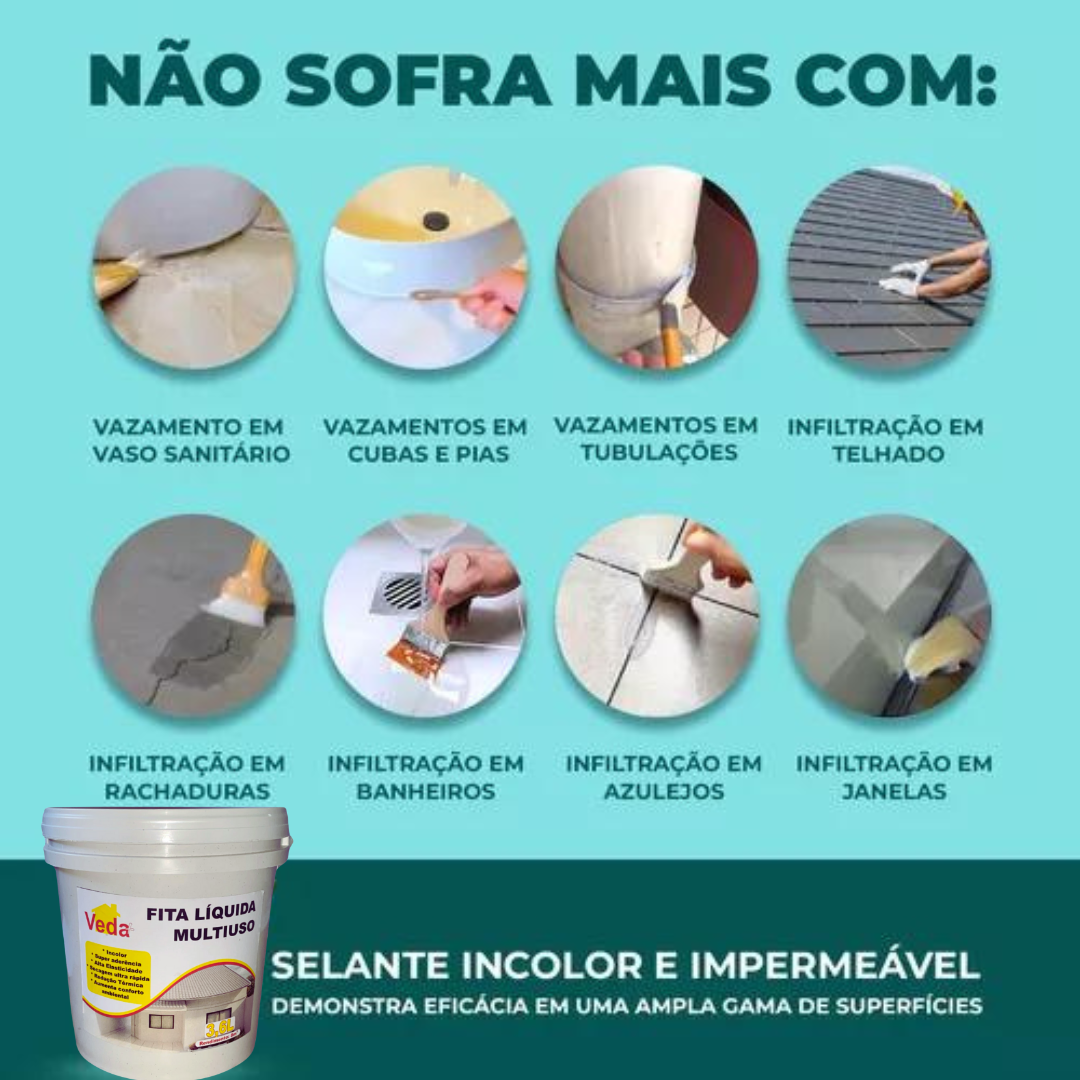 Selante Veda Tudo Impermeabilizante contra Vazamentos e Infiltrações - Rápido, Prático e Super Eficiente