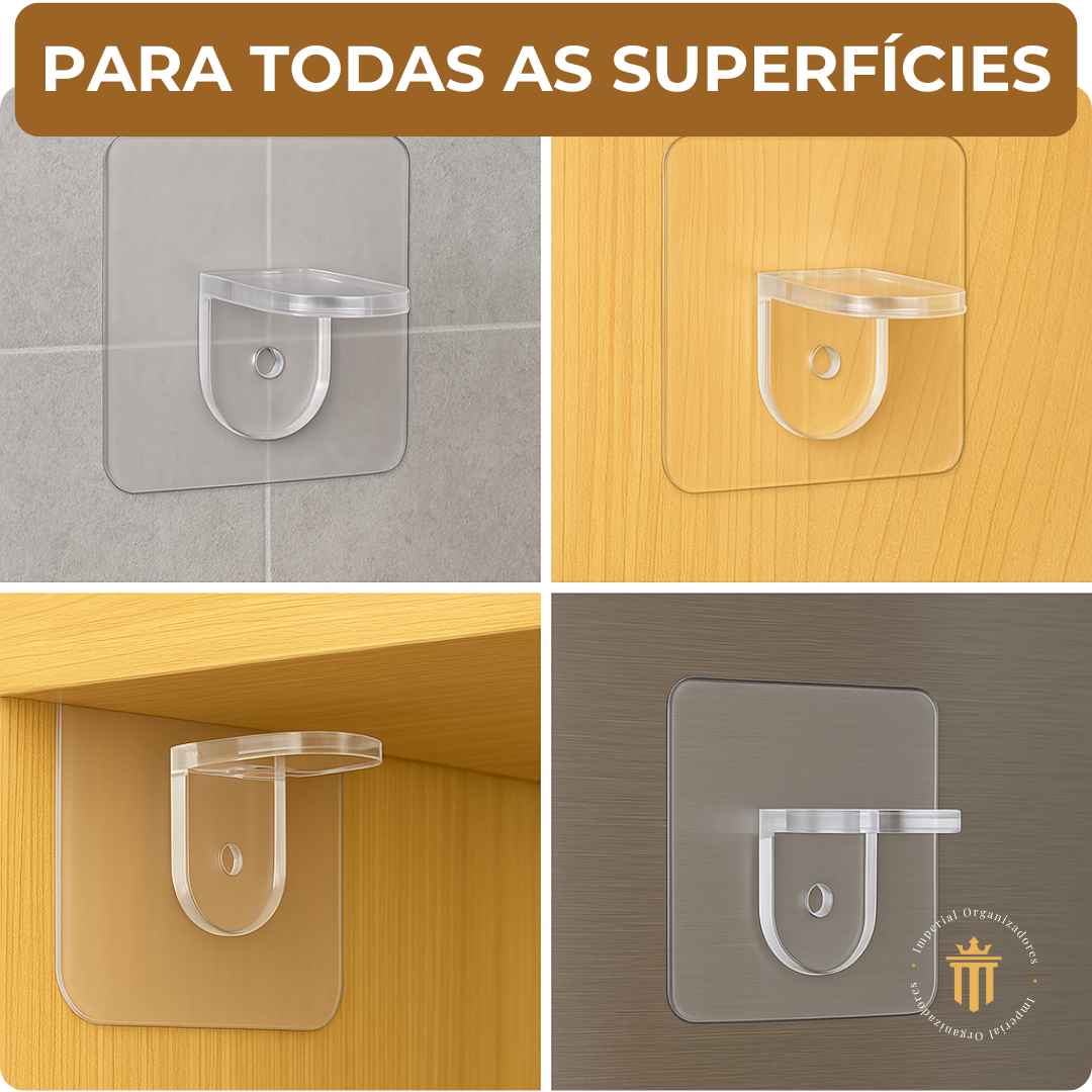 PowerFix® – Suporte Adesivo de Prateleira (Fixação Rápida e Sem Furos) – Leve Mais e Pague Menos!