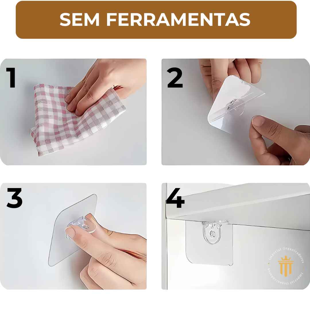 PowerFix® – Suporte Adesivo de Prateleira (Fixação Rápida e Sem Furos) – Leve Mais e Pague Menos!