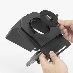 ProPrompt Mini - Teleprompter portátil para smartphones e DSLRs, inclui controle remoto Bluetooth e acessórios completos para uma gravação de vídeo profissional. Disponível na Gangahub.