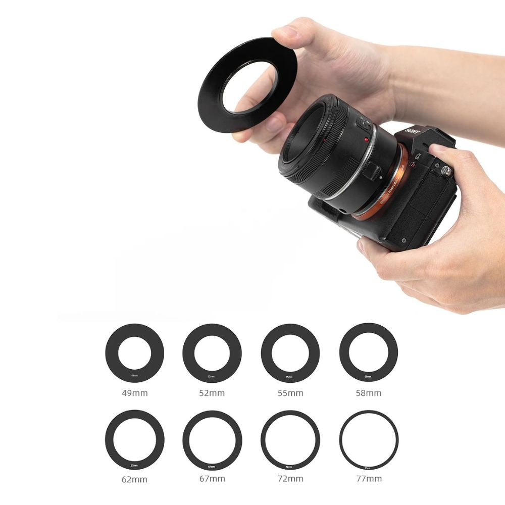 ProPrompt Mini - Teleprompter portátil para smartphones e DSLRs, inclui controle remoto Bluetooth e acessórios completos para uma gravação de vídeo profissional. Disponível na Gangahub.