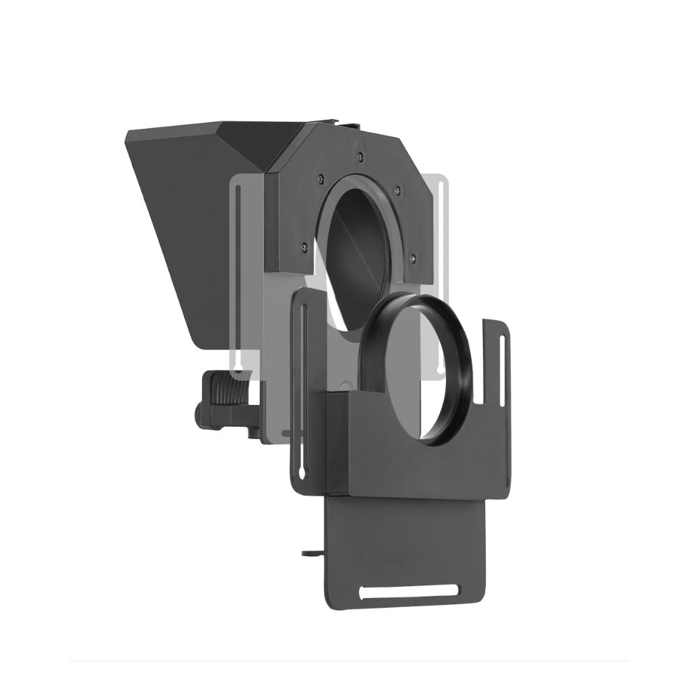 ProPrompt Mini - Teleprompter portátil para smartphones e DSLRs, inclui controle remoto Bluetooth e acessórios completos para uma gravação de vídeo profissional. Disponível na Gangahub.