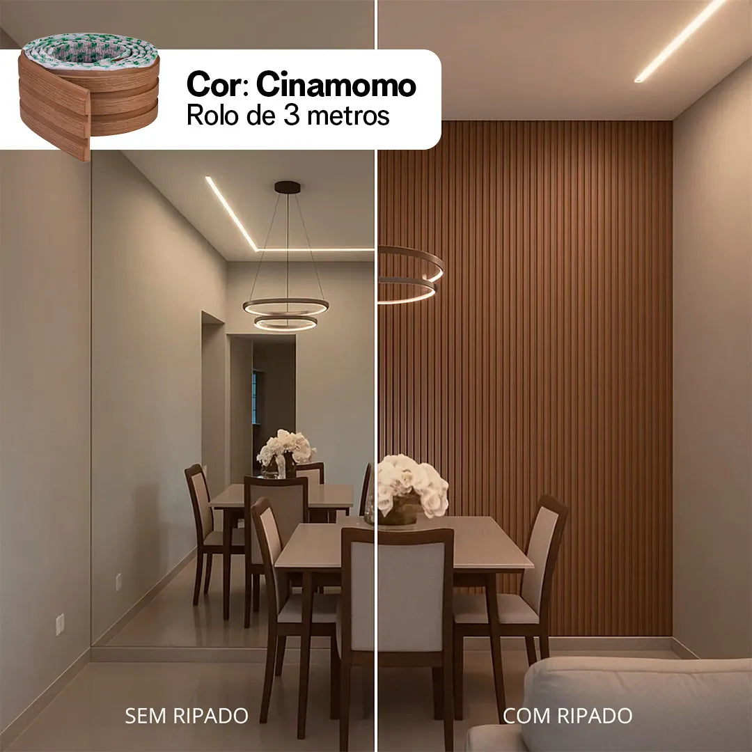 Kit Painel Ripado Autocolante 3M Laminado  | Linha Madeto | TOP