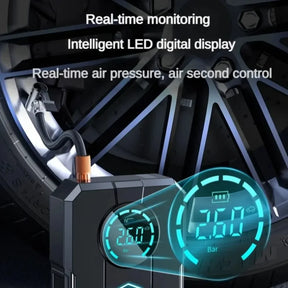 ✅ Compressor de Ar Portátil 3 em 1 - Power Bank 12.000mAh + Lanterna + Partida Veicular