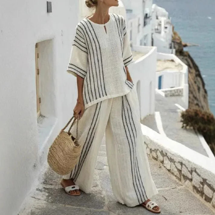 Conjunto Erica -Alta qualidade em linho preferido das style mavens (tendência grega)