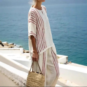 Conjunto Erica -Alta qualidade em linho preferido das style mavens (tendência grega)