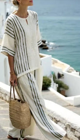 Conjunto Erica -Alta qualidade em linho preferido das style mavens (tendência grega)