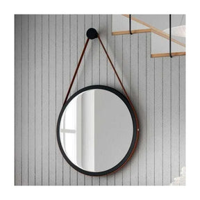 Espelho Decorativo Redondo 54cm com Alça Adnet B01 Escandinavo Preto