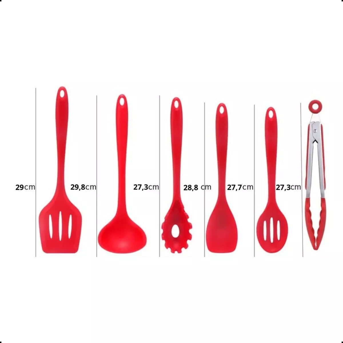 Kit 10 Peças de Utensílios Profissional de Silicone