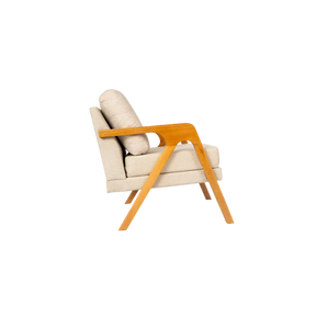 Kit 2 Poltronas Decorativa Luxo Linho Bege Claro madeira maciça