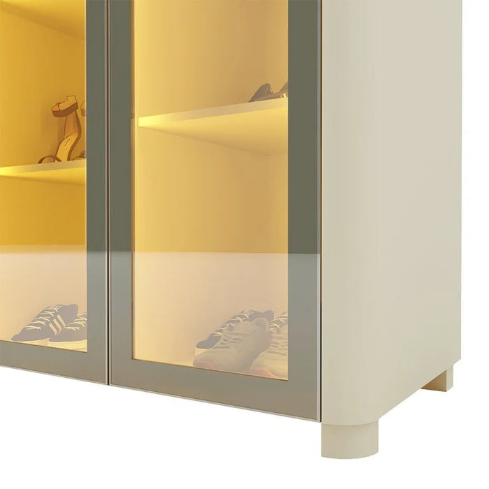 Sapateira 2 Portas Dellirium com Pés e Led 100% Mdf Off White