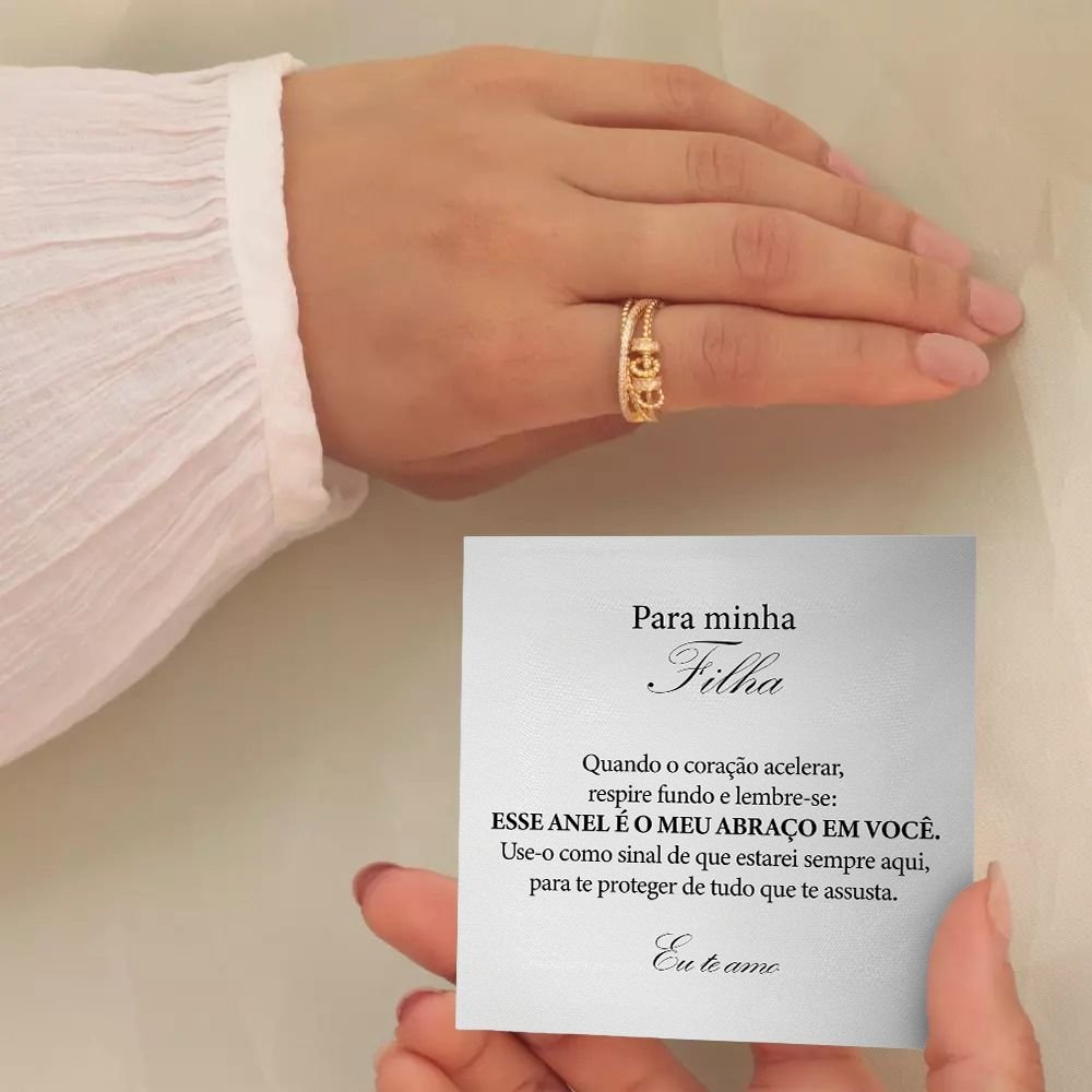 Anel Anti Ansiedade - Presente Para Filha Banhado a Ouro 18k