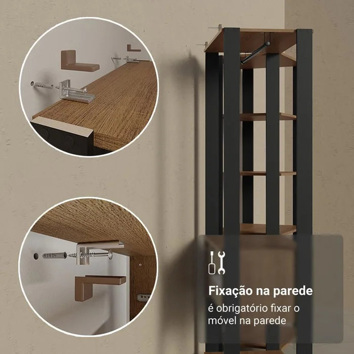 Guarda-roupa Closet Modulado Valencia 2 Gavetas 129cm Rustic