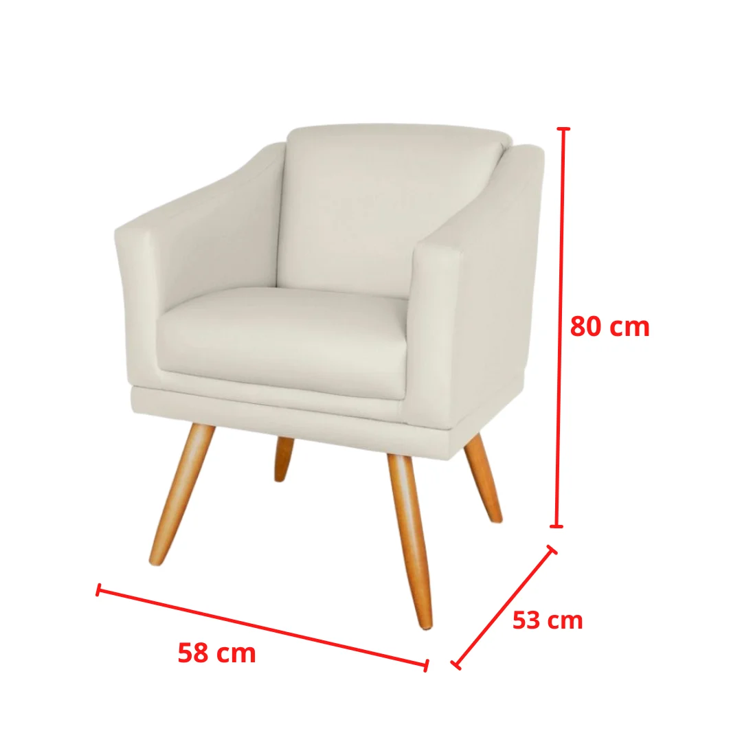 Kit 2 Poltronas Valentina em Corino Bege Nude com Pés de Aço