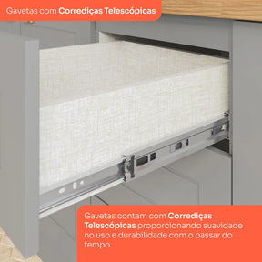 Balcão 2 Portas 3 Gavetas 120cm Branco