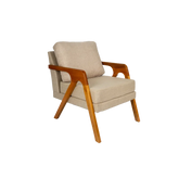 Kit 2 Poltronas Decorativa Luxo Linho Bege Claro madeira maciça