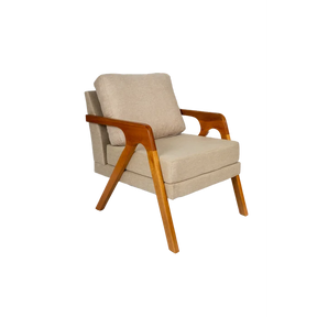 Kit 2 Poltronas Decorativa Luxo Linho Bege Claro madeira maciça