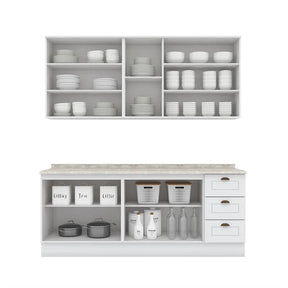 Conjunto de Armário de Cozinha Compacta com 4 Peças Estilo Americano