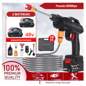 Lavajato 48V Pistola Lavadora Portátil De Alta Pressão Recarregável Carros e Jardins Pistola Residencial Bivolt