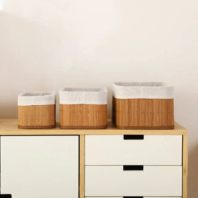 Kit de Cestos Organizadores de Bambu