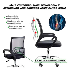 Cadeira de Escritório com Encosto em Tela Mesh