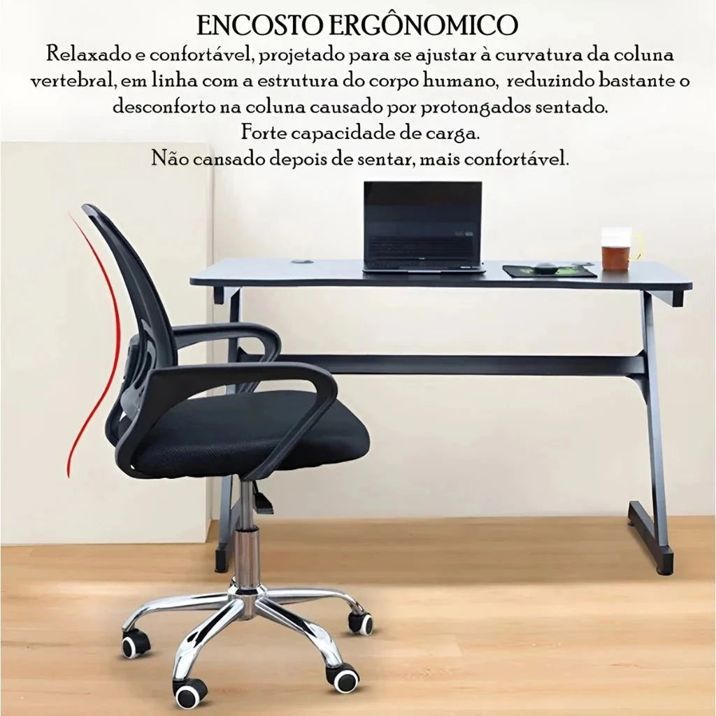 Cadeira de Escritório com Encosto em Tela Mesh