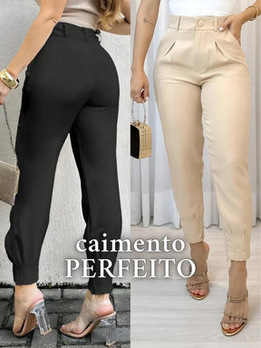 Calça Jogger Cenoura em Alfaiataria com Cinto