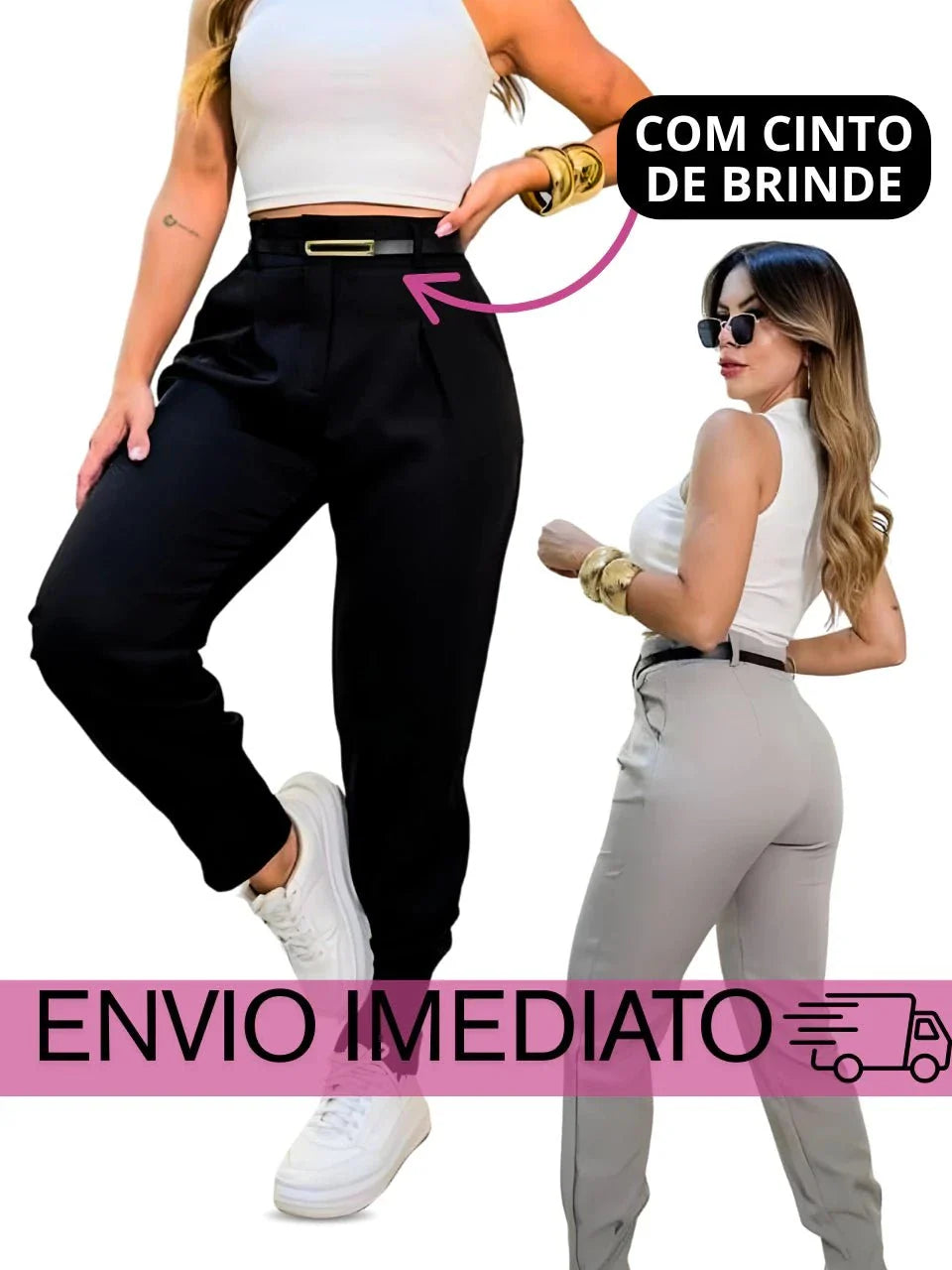 Calça Jogger Cenoura em Alfaiataria com Cinto