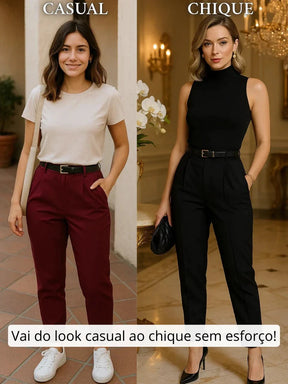 Calça Jogger Cenoura em Alfaiataria com Cinto