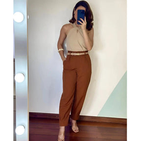 Calça Jogger Cenoura em Alfaiataria com Cinto