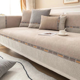 Capa para Sofá Protetora em Chenille Antiderrapante Marrom Claro