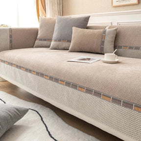 Capa para Sofá Protetora em Chenille Antiderrapante Marrom Claro