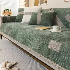 Capa para Sofá Protetora Moderna em Chenille Antiderrapante Verde