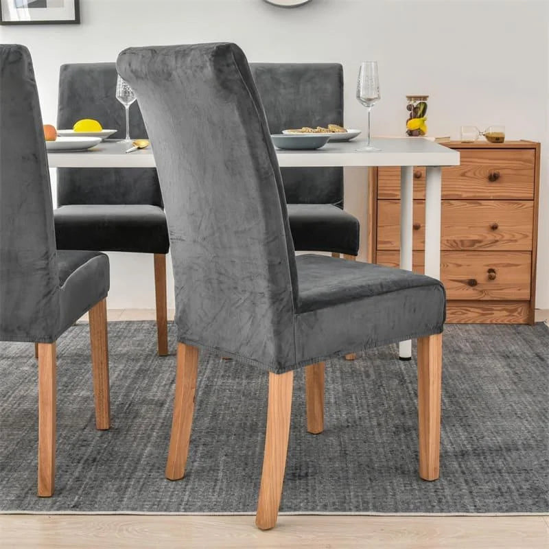 Capa Protetora para Cadeira de Jantar Cinza Escuro em Suede