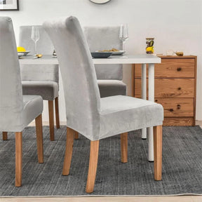 Capa Para Cadeira de Jantar Elastica Elegance Cinza Claro