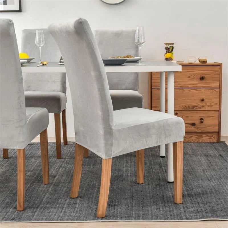 Capa Para Cadeira de Jantar Elastica Elegance Cinza Claro
