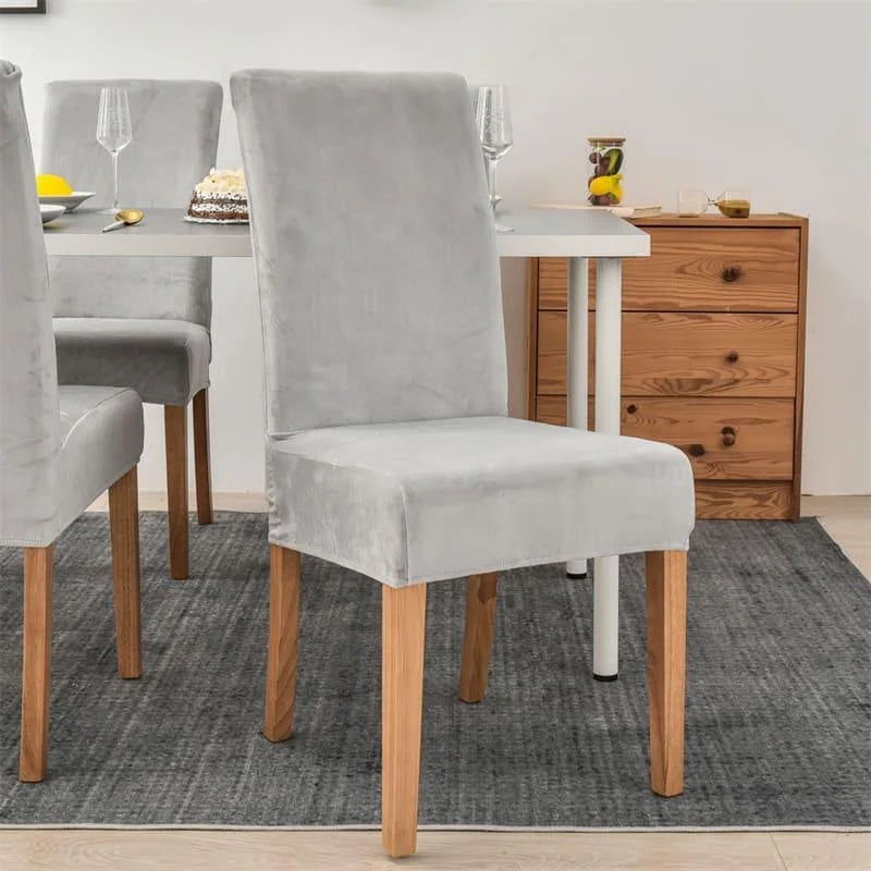 Capa Para Cadeira de Jantar Elastica Elegance Cinza Claro