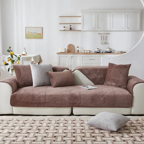 Capa para Sofá Protetora em Suede Antiderrapante Marrom