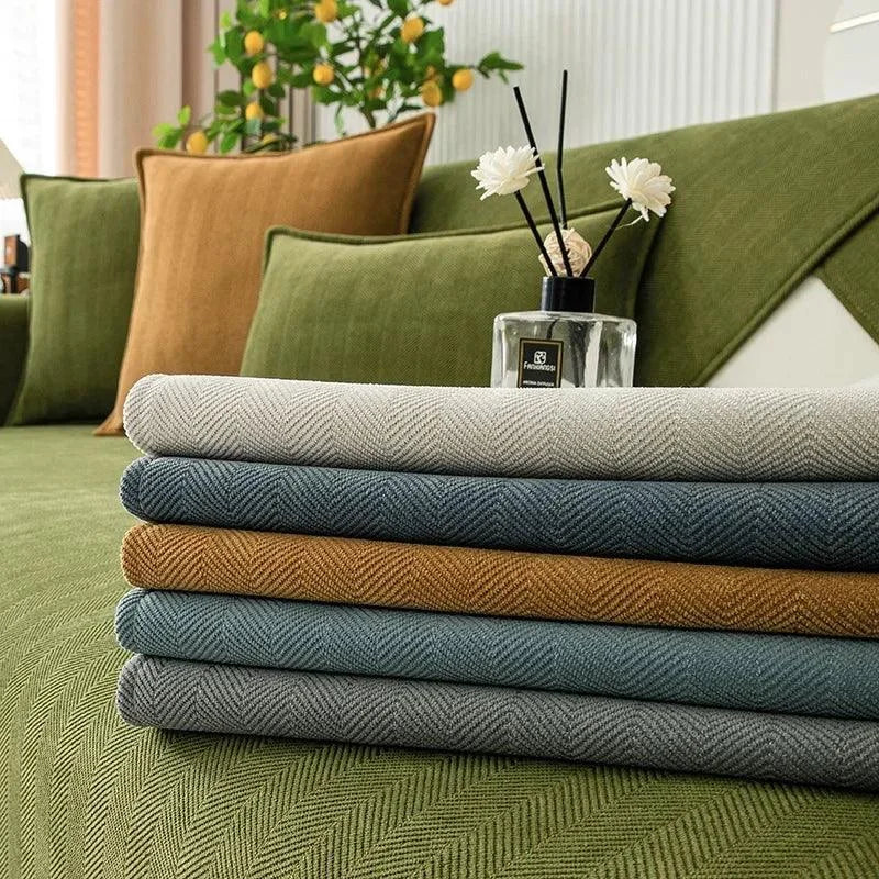 Capa Protetora para Sofá de Chenille Antiderrapante Verde