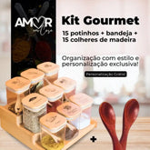 Kit 15 Potes Organiza Gourmet™ + Gravação a Laser (PERSONALIZADA) + Bandeja | Só até 23:59!