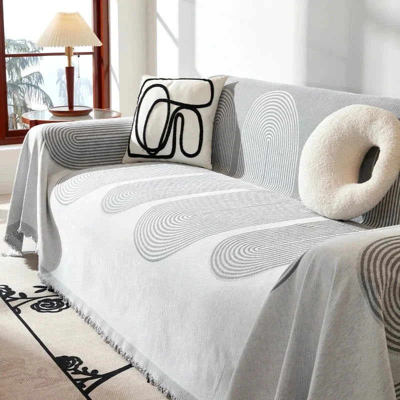 Manta de Sofá Chenille Estilo Escandinavo Cinza
