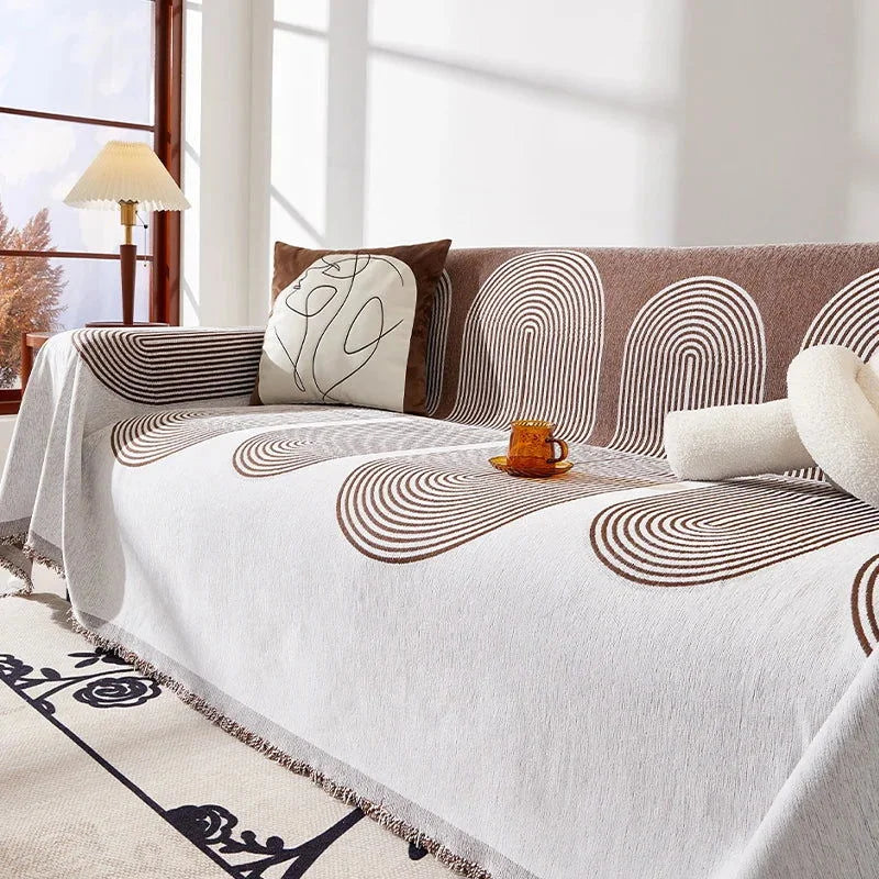 Manta de Sofá Linho Misto Estilo Escandinavo Marrom