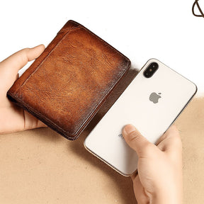 Carteira de Couro ManBang™ com Proteção RFID Antifurto Masculina