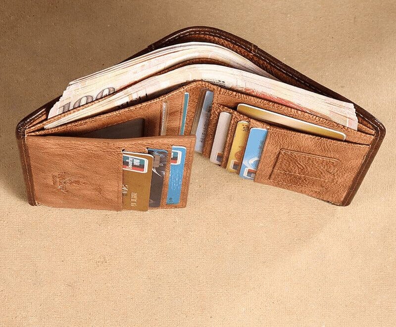 Carteira de Couro ManBang™ com Proteção RFID Antifurto Masculina