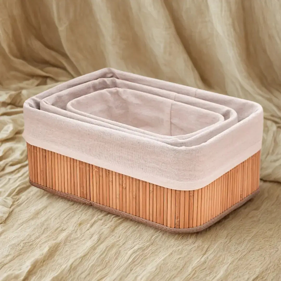 Kit de Cestos Organizadores de Bambu