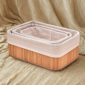 Kit de Cestos Organizadores de Bambu