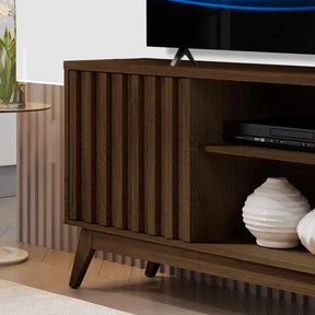 Rack De Madeira Ripado para Tv 55 Polegadas Off White